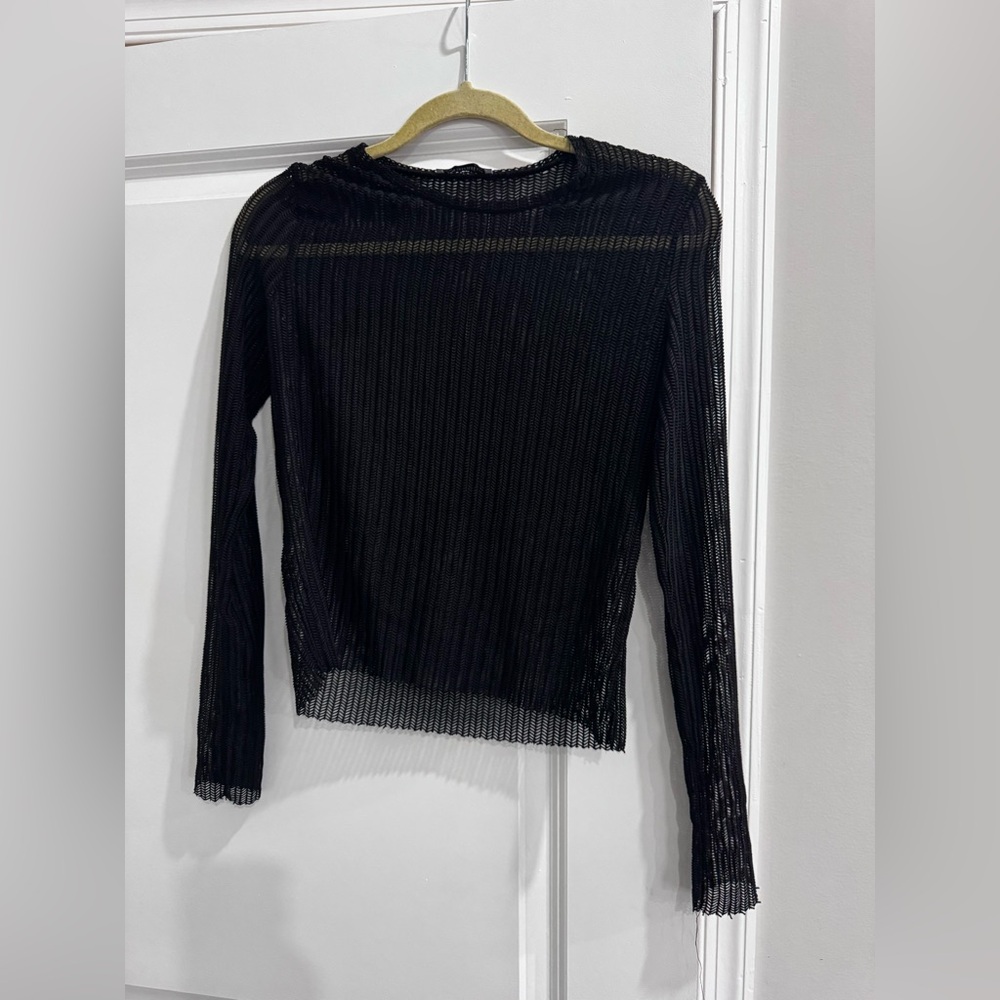 Zara Black Sheer Long Sleeve Top